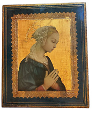 Lippi Madonna Praying Gold Wood Plaque Wall Hanging Virgin Mary VTG Italian Art picture