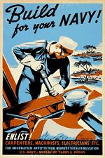 1942 Enlist in the Seabees - Build for the Navy WWII Historic Poster - 16x24 picture