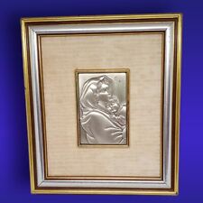 Vintage 925 Sterling Silver MADONNA & CHILD Icon Framed Italy Signed Jesus Mary  picture