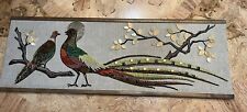 Vintage Mid Century Pebble Gravel Art Pheasant Bird Mosaic Wall Hanging  picture
