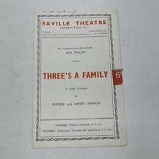 Playbill Theater Program Saville Theatre Three's A Family picture