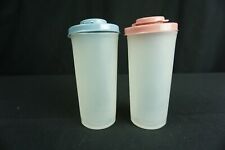 Vintage Tupperware Clear Seasoning Shakers Containers w/Blue & Mauve Lids #1328 picture