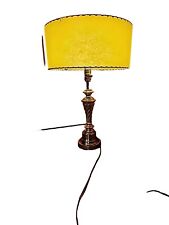 Fiberglass 1940s - 1950s Lime Green Shade Brass Lamp Mod MCM Vtg picture