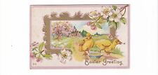Easter vintage postcard / baby ducklings duck bumble bee dogwood apple blossoms picture