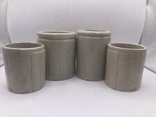 4 old Small Ribbed stoneware jam/marmalade pots. (f) picture