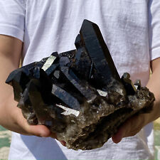 6.2LB Large Natural Smoky Black Quartz Crystal Cluster Raw Mineral Specimen picture