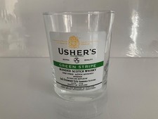 Usher's Green Stripe Scotch Whisky Glass Collectible Barware 3.5” tall 3” across picture