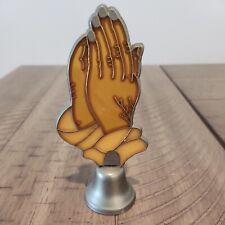 Vintage Brass Stained Glass Praying Hands Bell picture