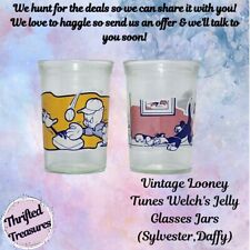 2 Vintage Looney Tunes Welch's Jelly Glasses Daffy/Porkie Pig & Sylvester/Tweety picture