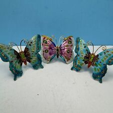 Neiman Marcus Colorful Spring Butterfly Tissue Napkin Rings Holders Set of 3 picture