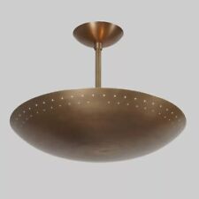 Mid Century Brass Perforated Ceiling Flush Mount Pendant Light Fixture picture