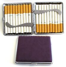 2pc Set Stainless Steel Cigarette Case Hold 20pc Regular Size 84s -PURPLE+ BLACK picture