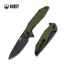 Kubey Nova Folding Knife Green G10 Handle Plain Edge Black SW Finish KU117E picture