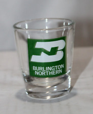 Burlington Northern BN Railroad Logo Clear Shotglass RR Green White Barware picture