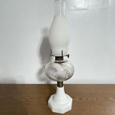 Antique Hobbs? Grape And Leaves Oil Kerosene Lamp W/ Milk Glass Octagon Base 15” picture