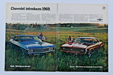 1969 Chevrolet Camaro SS & Impala Vintage  2 Page Original Print Ad picture