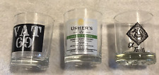 3 Advertising Barware Whisky Glasses:  VAT 69,  USHER'S GREEN STRIPE & EL TORITO picture
