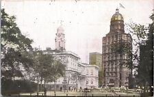 VINTAGE POSTCARD THE WORLD BUILDING & CITY HALL NEW YORK CITY POSTED 1914 picture