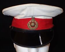 Cold War British Royal Marines Dress White Cap & Period Insignia Device, Scarce picture
