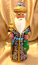 VTG Russian Wooden Santa - Museum Quality Original Hand Carved Painted & Signed picture