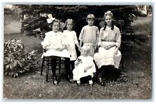 c1910's Girls Children Curly Hair Scene Forest RPPC Photo Antique Postcard picture
