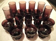 17 PC Tiffin Franciscan Glass Lot MADEIRA PLUM 6 Iced Tea - 6 Juice - 5 Sherbet picture