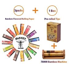 HORNET 3X 11/4 Fruit Rolling Paper+1 Box Filter Tips +78MM Natural Bamboo Roller picture