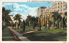 Grounds of Hollywood Beach Hotel, Hollywood, Florida, 1933 Postcard, Used  picture