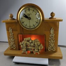 Vintage UNITED Self Starting Fireplace Plug In Wooden Mantle Clock. picture