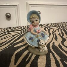 Vintage Bisque Porcelain Girl With Cat picture