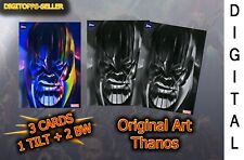 Topps Marvel Collect - Original Art Series 9 - Thanos - 1 Tilt + 2 B&W SET picture