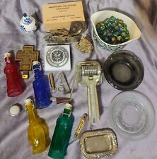 Vintage Junk Drawer Lot Bottles, Marbles, Ashtrays, Porclein, Sewing picture