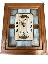 Vintage Elgin Quartz Stained Glass Wall Clock 22”x18” picture
