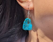 Navajo Earrings Compressed Slab Blue Turquoise Native Jewelry by Jameson Peete picture