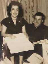 Vintage B&W Photograph Expecting Parents at Baby Shower Party  picture