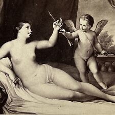 Antique CDV Filler Photograph Guido Reni Venus Beautiful Woman With Cupid picture