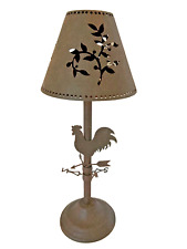 Rustic Primitive Farmhouse Metal Chicken Rooster Tea Light Lamp Candle Holder picture