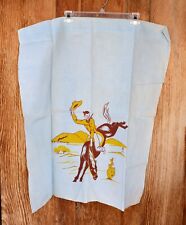 VTG 1940-1950s Printed Curtain Panel Cowboy Bucking Bronco Horse & Cactus 29x25 picture