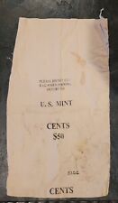 Vintage Canvas Coin Bag U.S. Mint Cents $50 About 17 in x 10 in - B picture