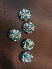 Vintage Blue And Silver Rinstone Buttons picture