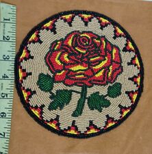 Handmade Old American Style Beaded Flower Medallions 6 x 6 inches Powwow BW80 picture