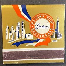Drake's Mayors Row Restaurant Chicago c1963-66 Full Matchbook Scarce VGC picture