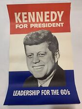 John F Kennedy For President ORIGINAL Campaign Poster Leadership for the 1960's picture