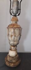 antique Alabaster Table Lamp Marble  Carved Urn Style Marked Italy picture