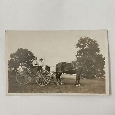 Antique RPPC Real Photograph Postcard Horse Drawn Wagon Beautiful Woman Daughter picture