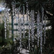 Christmas Tree Clear Icicle Ornaments Decoration Xmas Home Decor Set Of 24 picture