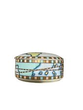 Tiffany & Co World Trinket Box Map Porcelain Round Vintage Gold Trim Lid - Flaw picture