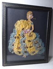 Vintage Framed Paper / Ribbon Art Lady Doll. 9