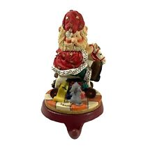 Vintage Wal-Mart Hand Painted “Santa Claus On A Rocking Horse” Stocking Hanger picture