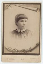 Antique Circa 1880s Tromp L'oeil Cabinet Card Beautiful Young Woman Henry, IL picture